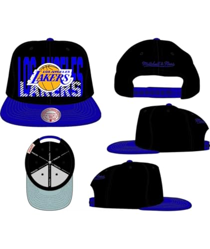 Mitchell & Ness Los Angeles Lakers Cross Check Snapback Hat Cap Black, Purple