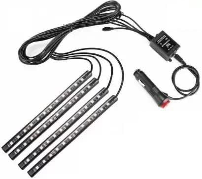 Shopping24Mart Atmosphere Lights Car LED Strip Light 4pcs 48 LED DC 12V Multicolor Music Car Interior Light LED Under Dash Lighting Kit with Sound Active Function and Wireless Remote Control Car
