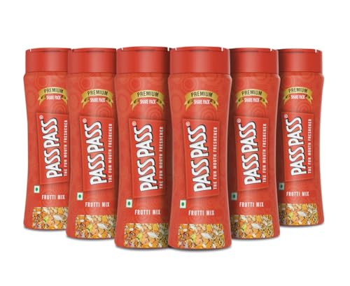 Pass Pass Frutti Mix Dried Fruit Based Mouth Freshener, High in Fibre & Anti-Oxidants, Pack of 6-115g Each