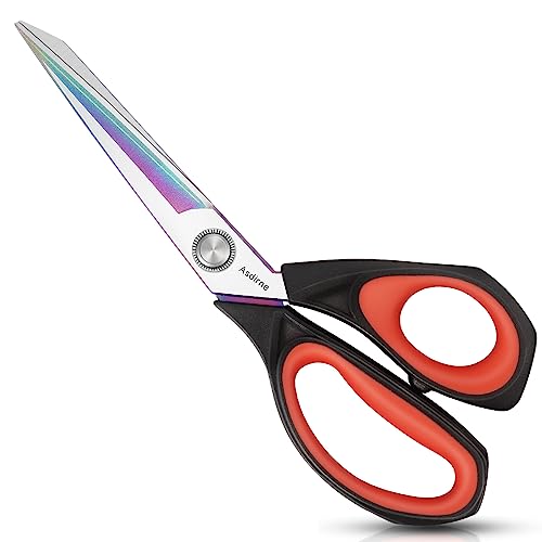 Asdirne Fabric Scissors, Dressmaking Scissors with Heavy Duty Multi-Purpose Titanium Coated Blades and Comfortable Soft Grip Handles, 25CM, Black/Red by Asdirne - Used condition - US$6.46