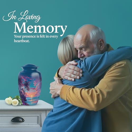 Image of Beach Urn - Large Memorial Urn - Combo 3 - Large with 3 Inch Pack of 4 - Cremation Urns for Adult - Burial Decorative for Mom & Dad - Keepsakes Urns for Ashes
