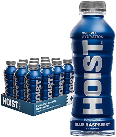 HOIST Premium Hydration Electrolyte Drink, Powerful IV-Level Hydration, Blue Raspberry, 16 Fl Oz (Pack of 12)