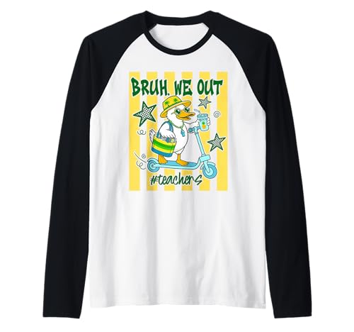 Bruh We Out Teachers Last Day of School Goose Teacher Raglan Baseball Tee