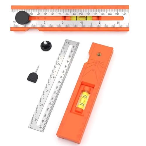 Adjustable Positioning Marking Protractor Tool,Adjustable Knob Multi-Angle Foldable Depth Measuring Ruler,Spirit Level Gauge Ruler Angle Finder, Precise Leveling & Marking Tool for Woodworking (A)