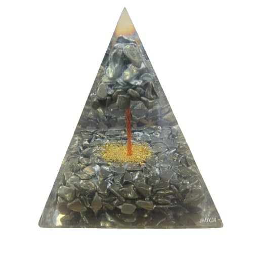 Pyramide orgonite en pyrite de qualité supérieure avec arbre de vie en gemme