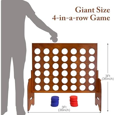 GOTHINK Premium Giant Four in a Row with Carrying Case - All Weather Life Size Yard Game - Indoor Outdoor Family Board Game - Giant Connect Game for Kids Adults - 4 in a Row Life Size Yard Games 3Ft