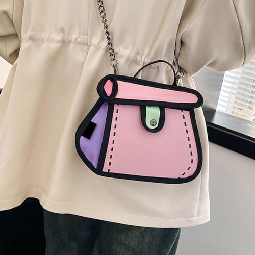 Funny 2D Drawing Handbag Cartoon Shoulder Bag With Chain Strap Casual Crossbody Purse For A Stylish And Whimsical Look Fashio3