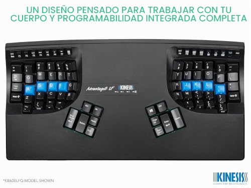 Miniatura 5 de Kinesis Advantage2 Teclado Black Top Case, Cherry Mx Quiet Red Switches, Qwerty Keycaps