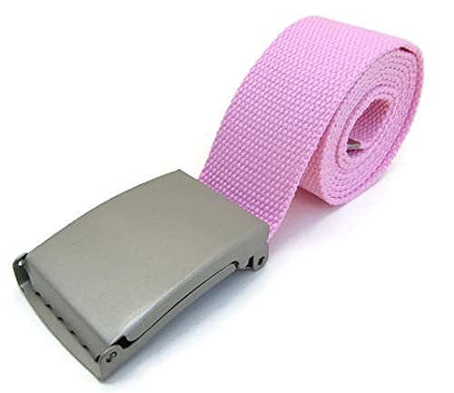 The Leather Emporium Unisex Baby Pink Leather Emporium Plain Canvas Belt With Detachable Silver Metal Buckle Will Up To 52 Inch (Baby Pink)