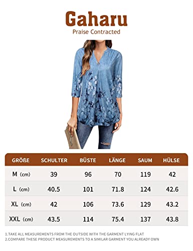 Gaharu Dames blouse 3/4 mouw elegante V-hals tuniek shirt top vloeiend los longshirt tops - Image 5