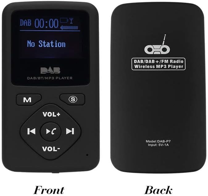Front and back view of the BOOMBOOST DAB-P7 radio