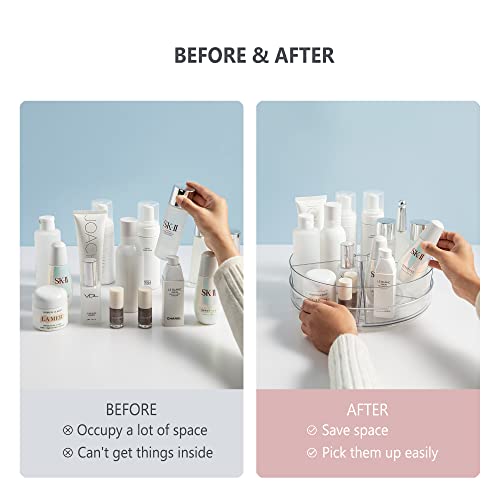 Empaxum Clear Lazy Susan Organizer With 5 Removable Bins 10.6" Plastic Lazy Susan Turntable For Cabinet Rotating Snack Organizer Divided Spinning Storage For Kitchen, Pantry, Countertop, Bathroom #TOP3