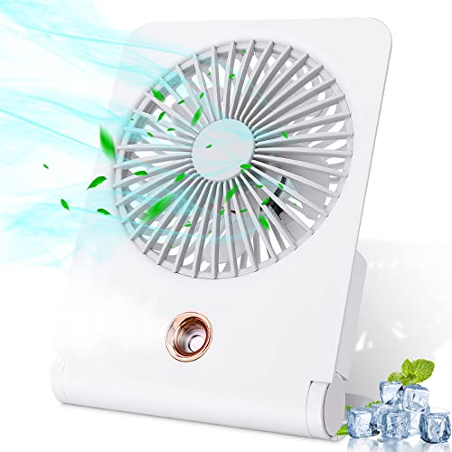 Maigozon Portable Misting Fan Desk Fan Water Spray Mister Battery Operated Small Fan For Bedroom, Quiet For Sleep Bedside Nightstand Plug In Desktop Fan, 3 Speed For Travel, Office, Home #TOP7
