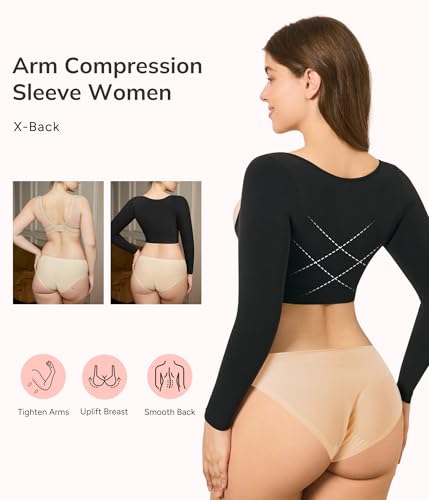 LODAY Arm Compression Sleeve Women Upper Arm Shaper Lipo Post Surgery Arm Sleeves for Women3