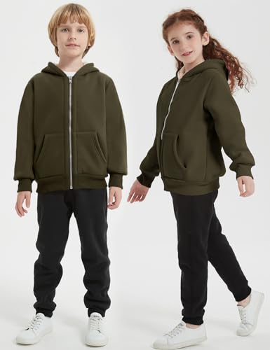 Flygo Unisex Boys Girls Fleece Jacket Hoodie Sherpa Lined Zip Up Hooded Sweatshirt Kids Winter Jackets2