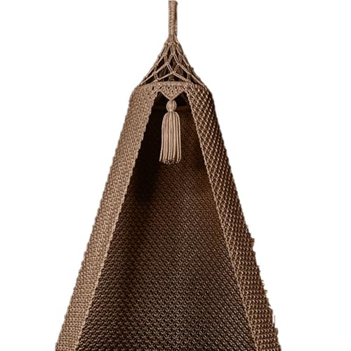 Image of Macrame Hanging Chair Swing with Cushion | Handmade Boho Hammock Chair for Adults & Kids | Indoor Outdoor for Balcony, Living Room, Bedroom, Patio & Garden (Brown)