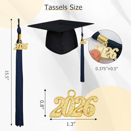 Image of GraduationMall Single&Multiple Color Graduation Tassel with 2026 Year Charm 9 inch