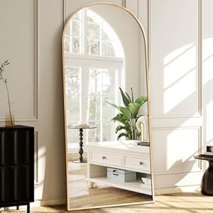 64″x21″ Full Length Mirror Arched Body Dressing Floor Standing Mirrors, Gold
