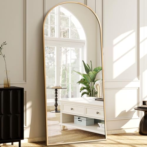 64″x21″ Full Length Mirror Arched Body Dressing Floor Standing Mirrors, Gold