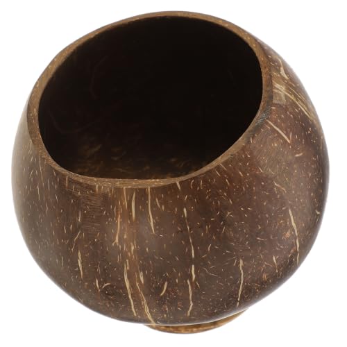 Coconut Shell Dessert Bowl Vintage Style Cup for Fruits Milk Tea Serving | Natural Wood Material, Coffee Tone, Tropical Rustic Design, Smooth Texture, Suitable for Parties, Buffets, Outdoor Activities