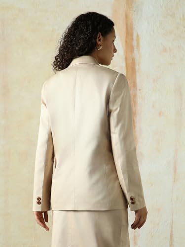 Image of High Star Women Solid Longline Length Oversized Notch Lapel Collar Full Sleeve Blazer