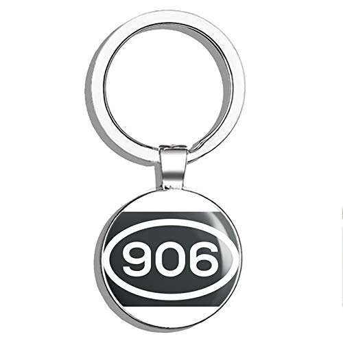 PRS Vinyl 906 Area Code Sticker Michigan Marquette City Pride Love Double Sided Stainless Steel Keychain Key Ring Chain Holder Car/Key Finder