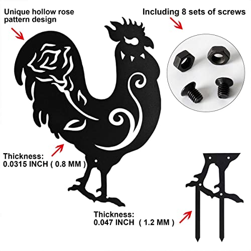 Linsbo Chicken Yard Art Metal Stakes 15 Inch , 5Pcs Outdoor Large Black Chickens Family Silhouette Animal Country Garden Sculpture Set,Rooster Mother Hen And Chicks #TOP1