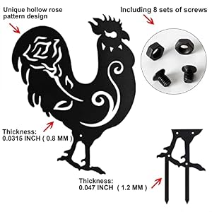 Chicken Metal Yard Art Animals Stakes,5PCS Outdoor Large Black Chickens Family Silhouette Country Garden Sculpture Set,Rooster Mother Hen and Chicks Chicken Metal Yard Art Animals Stakes5PCS Outdoor Large Black Chickens Family Silhouette Country Garden Sculpture SetRooster Mother Hen and Chicks