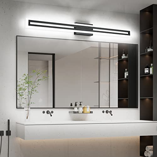 Image of SOLFART Bathroom Light Over Mirror Bathroom Light Fixtures Vanity Lights Black Vanity Lights for Mirror Led Light Fixtures 6000K