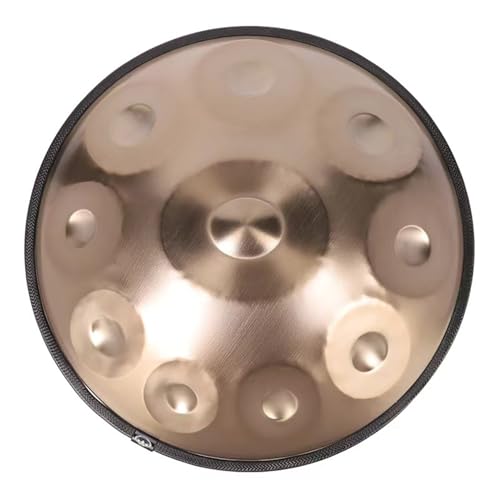 Tambor Handpan de acero de 56 cm de diámetro, 10 notas en Re menor, 440Hz, con funda, baquetas y soporte miniatura 1