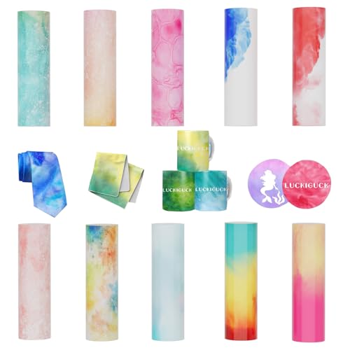 MechKit Infusible Transfer Ink Sheets, 10 Stück Vorgedrucktes Gefärbtes Sublimationspapier 11,5 cm x 30,5 cm Unschmelzbare Transfer Tintenblätter für DIY Tasse T-Shirt Taschen (Aquarell)