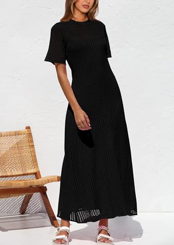 Image of PRETTYGARDEN Womens Eyelet Crochet Maxi 2 Piece Dress Sets