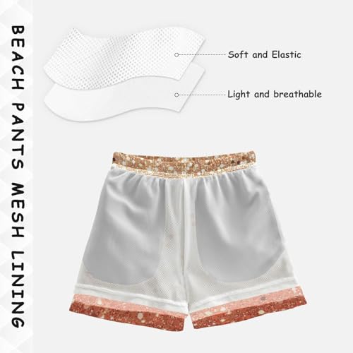 Pigsaly Boys Swim Trunks Peach Coral Gold Flash Gradient Glitter Boys Board Shorts Swimsuit Swimwear Summer Bathing Suit XS4