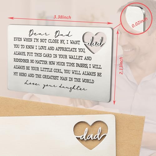 Image of YODOCAMP Dad Appreciation Wallet Card, Thank You Gift from Daughter, Encouragement Greeting Card for Father, Everyday Reminder of Love and Gratitude, Pocket Card QBK16