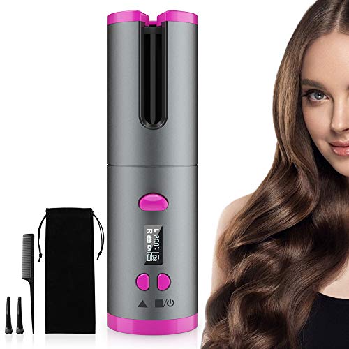 Cordless Automatic Hair Curler, EKUPUZ Rechargeable Auto Curling Iron for Perfect Curls or