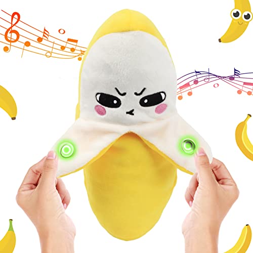 Hopearl Banana Induction Beat Piano Plush Toy Fruit Interactive Musical Sensing Rhythm Instrument Toy Multiplayer Electronic Piano Stuffed Animal Adorable Animate Gift, Yellow, 9'' #TOP18