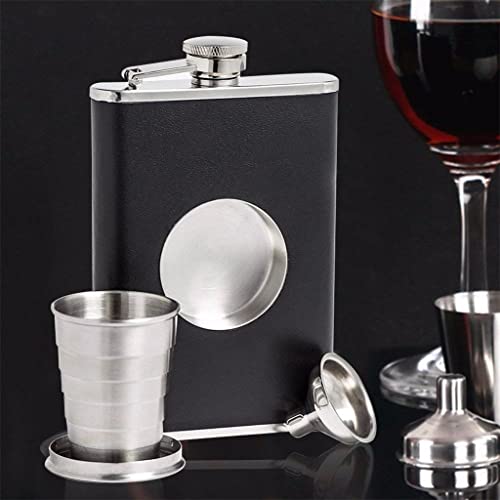 Dhdm 8Oz Whisky Bottle Folding Vodka Cup Stretching Flagon Funnel Portable Pocket Hip Flasks #TOP3