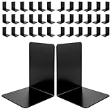 STARVAST Lot de 20 serre livres en métal   17 x 12 x 11,8 cm   Avec tapis antidérapant   Pour l'école, le bureau et la maison   Noir