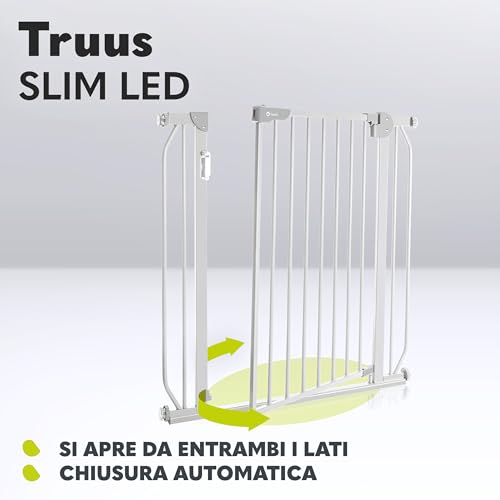 Lionelo Truus Slim Led Cancelletto Di Sicurezza Con Luce, Larghezza Regolabile Da 75 A 105 Cm Con Fissaggio A Pressione, Alt 77 Cm, Apertura Entrambe Le Direzioni, Led Con Sensore Crepuscolo - 6