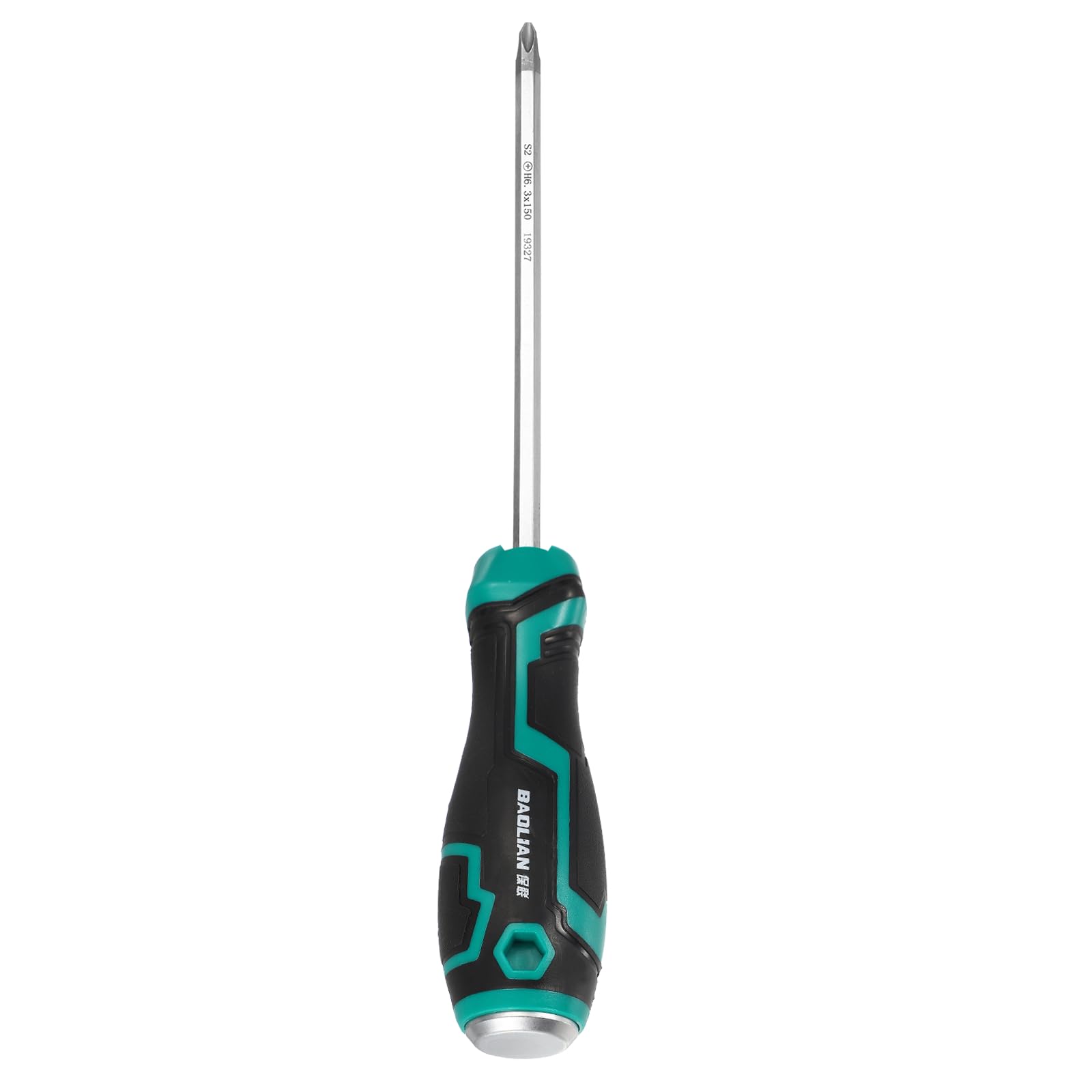sourcing map Magnetic Phillips Screwdriver PH2 x 150mm S2 Steel Go-Thru Cross Screwdrivers with Striking Cap for Industry and Automobile Repair