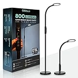 GZBtech Bright LED Floor Lamp 800 Lumens, 3000-6500K Warm Cool White Changeable Touch Control Reading Lamp, 360°Gooseneck & Dimmable LED Standing Floor Light ETL Listed 64” H for Indoor Living Room