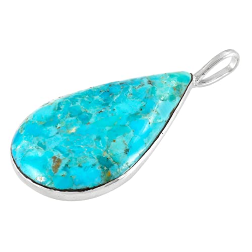 Turquoise Pendant Necklace 20" Sterling Silver 925 Genuine Gemstones3