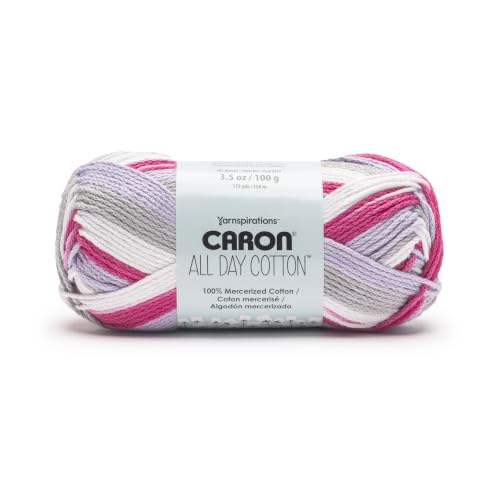 Image of Caron All Day Cotton Prints Yarn for Crocheting, Lavender Haze, 3-Pack
