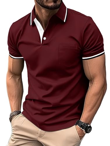 Image of ZITY Men Polo Shirts Short Sleeve with Pocket Golf Polo Wicking Shirts for Men Casual Collared T-Shirts