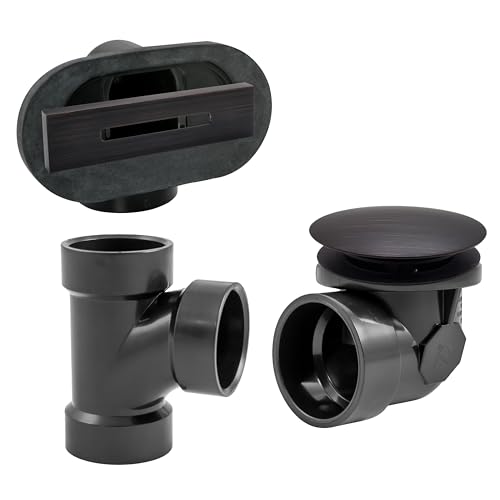 Westbrass D560RKA-12A 1-1/2" Coarse Thread Tip-Toe Bathtub Drain Trim with Linear Overflow Cover, Sch. 40 ABS fittings,