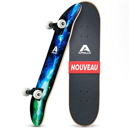 Apollo Skateboard Enfants et Adultes, Pont en Bois à 7 Couches | Professionnel, Filles, Garçons, Ado et Adultes, Design Tendance, Medium Concave, Roulements à Billes ABEC-11