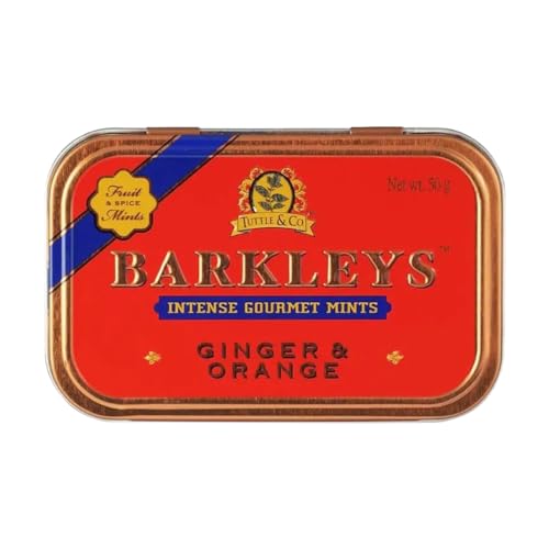 Barkleys 8717438743318 Gourmet Ginger & Orange Mints Breath Mints - Strong Ginger & Orange Flavor For Party, After Dinner, Wedding, Every Day Use-Vegan Mints In Reusable Classic Travel Tins-50-Count,1-Pack cover