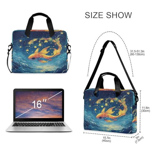 Funda de laptop portátil cruzada con asa y correa 15.6" azul miniatura 5