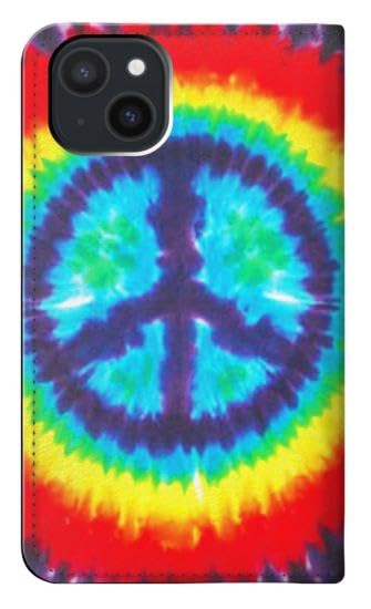 Housse cuir iPhone 15 Plus Tie Dye Peace finitions soignées