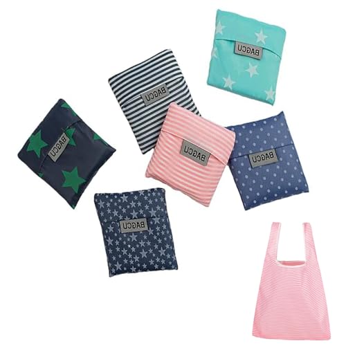 Bolsa de compras plegable, 6 elegantes y sofisticadas bolsas de la compra plegables, una bolsa de compras plegable de diseño único que es adecuada para reutilizar, hermosa y elegante, Pink, M